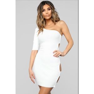 FASHION NOVA All Puffed Up One Shoulder Dress